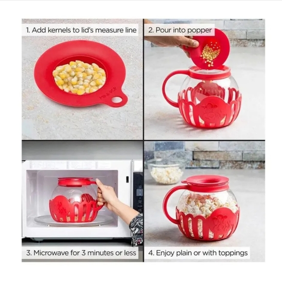 Tasty Microwave Popcorn Popper 1 1/2 Quart Dish Washer Safe. - Picture 6 of 6